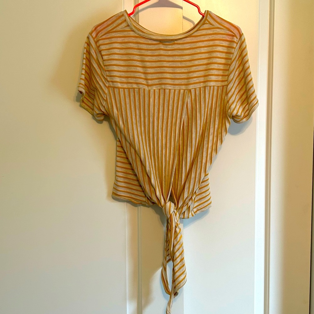 Lumiere, striped top with cute tie detail in back. Size M